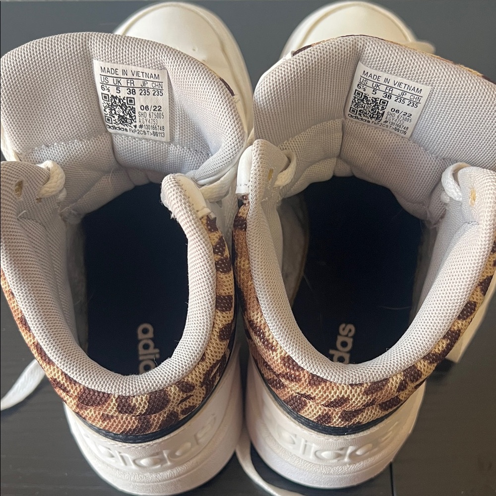 Adidas White and Black Sneakers with Leopard Detail - Picture 9 of 10